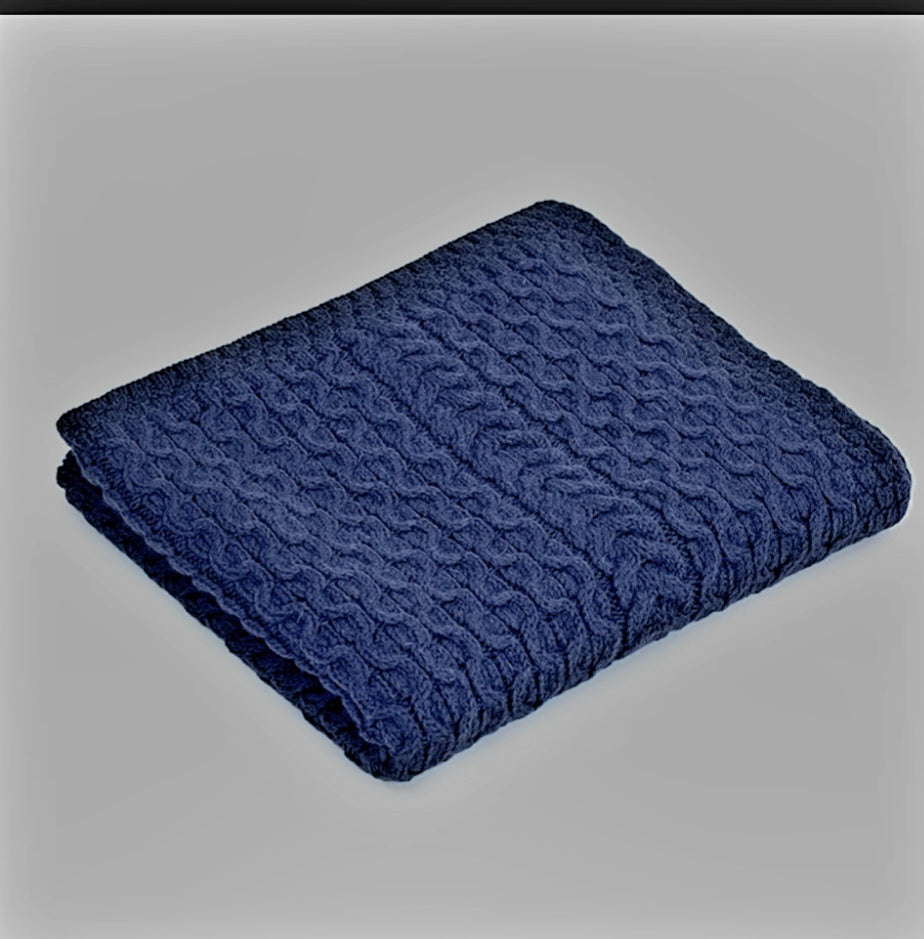 Stunning Thick Heavy Patchwork Super Soft 100% Merino Wool Knit Throw 42" x 64" Natural Color