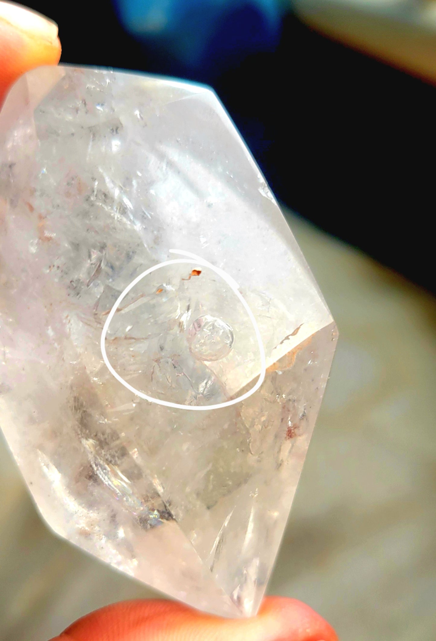 AAA ENHYDRO Large Clear RAINBOW HERKIMER Diamond, 1 Large Air Bubble/Moving Water Crystal Clear Transparent Syracuse NY 105g - Tartarian Treasures & Trinkets