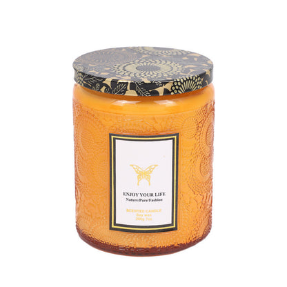 Embossed Glass Fragrance Handmade Gift Aromatherapy Soy Candles - Tartarian Treasures & Trinkets
