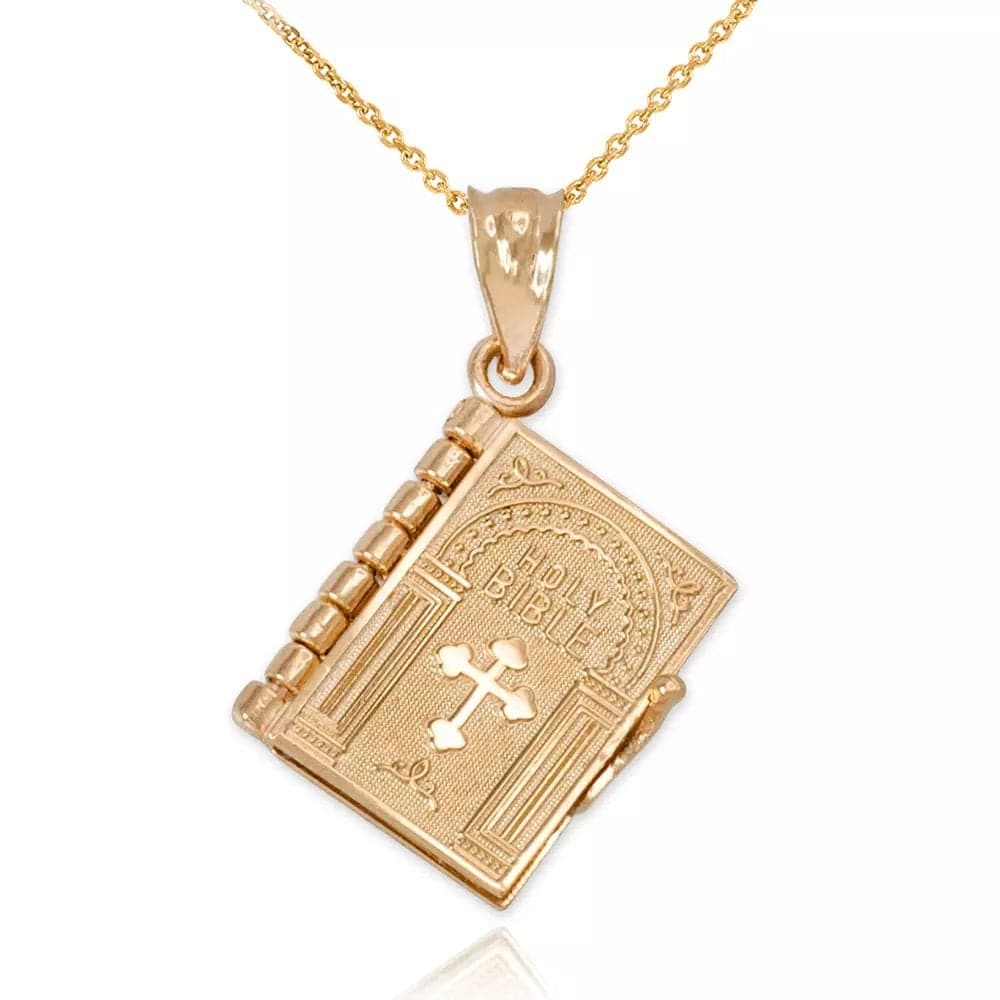 Gold Bible Necklace  Bible Book FULL  Readable Lords Prayer   Pendant Necklace -Finely detailed 
