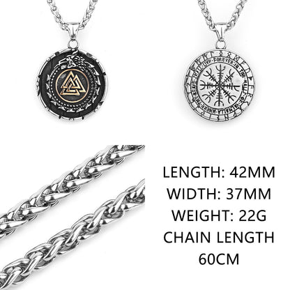 Triquerta Triangle Double Sided  Rune Titanium Steel Viking Pendant Necklace - Tartarian Treasures & Trinkets