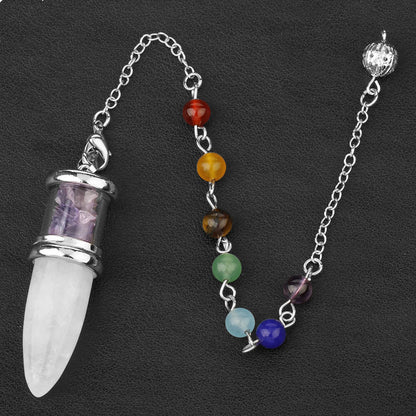 Crystal Pendulum Polished Natural Stones Seven Chakra Necklace Women's Yoga Jewelry - Tartarian Treasures & Trinkets