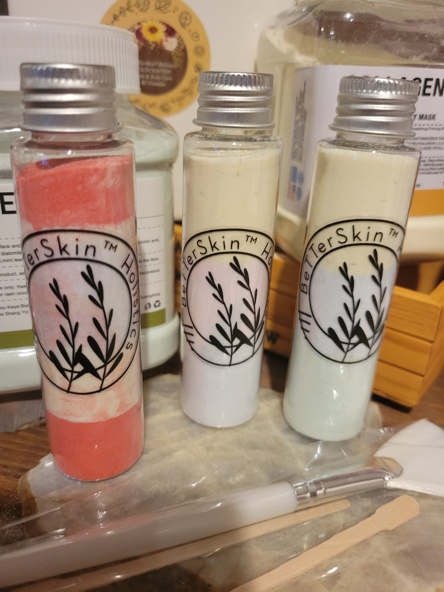 Mini Kit-DIY 3  Different Masks in 1- Collagen & Hyaluronic Acid Powder Mask + 50ml Clear Healing Watery Oils!