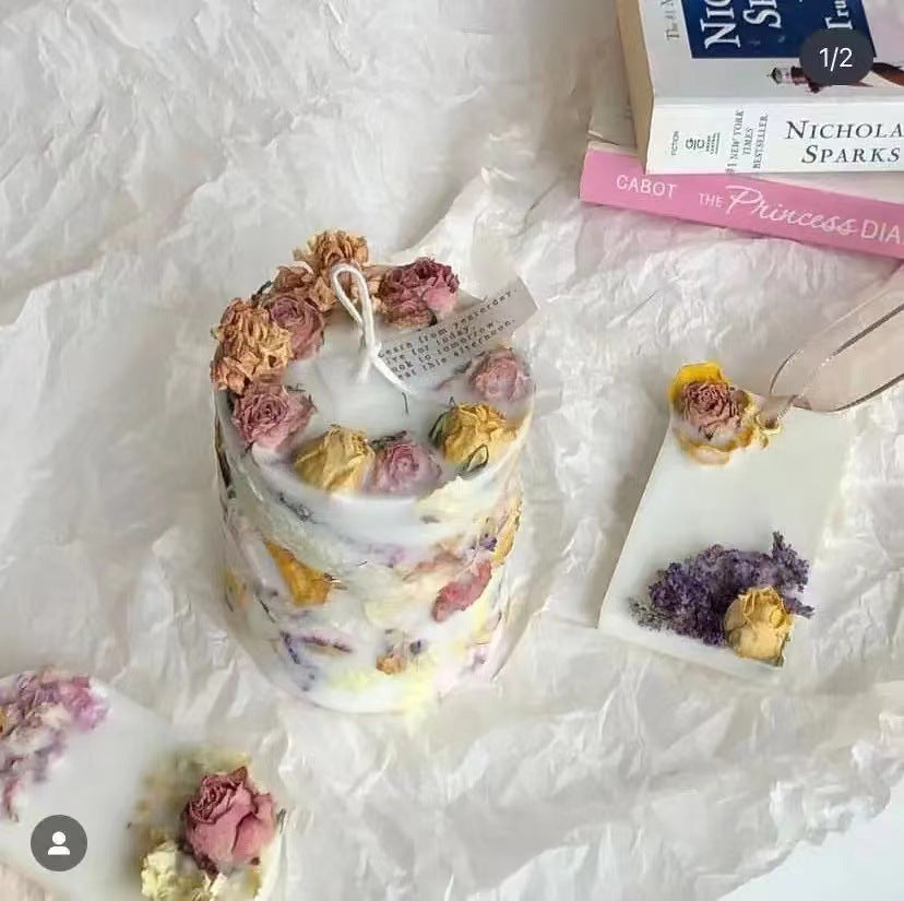 Dried Flower Rose Fragrance Candle - Tartarian Treasures & Trinkets