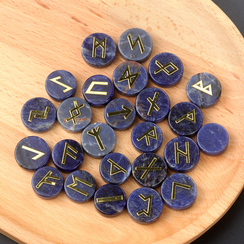 Genuine Gemstone Viking Divination Runes Natural Crystal  Nordic Celtic Spiritual Runes -25 pc Set Choose your favorite - Tartarian Treasures & Trinkets