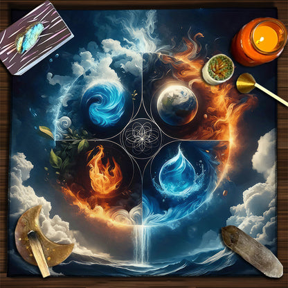 Geometric Tarot Moon Sun Velvet Tablecloth - Tartarian Treasures & Trinkets