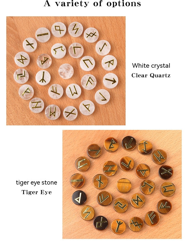 Genuine Gemstone Viking Divination Runes Natural Crystal  Nordic Celtic Spiritual Runes -25 pc Set Choose your favorite - Tartarian Treasures & Trinkets
