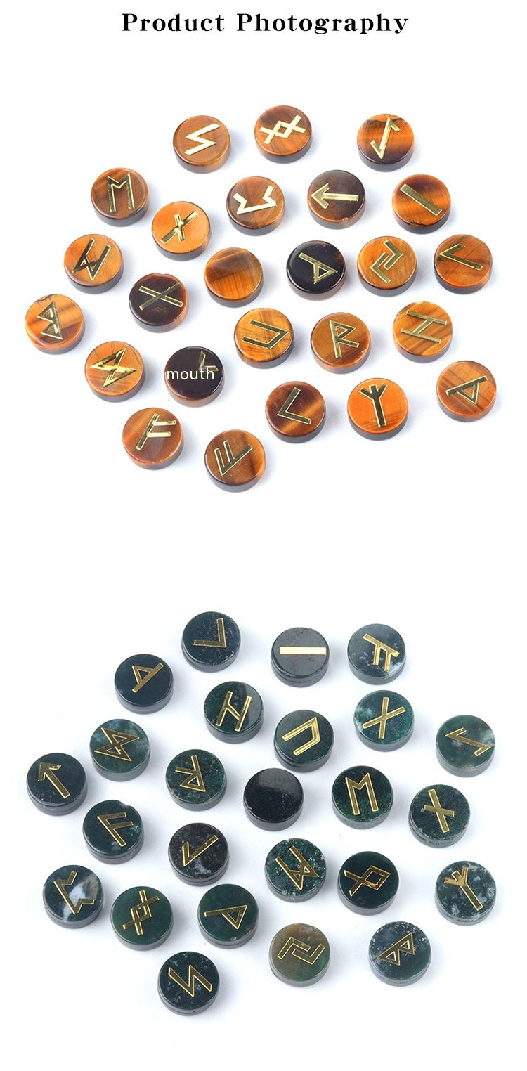 Genuine Gemstone Viking Divination Runes Natural Crystal  Nordic Celtic Spiritual Runes -25 pc Set Choose your favorite - Tartarian Treasures & Trinkets