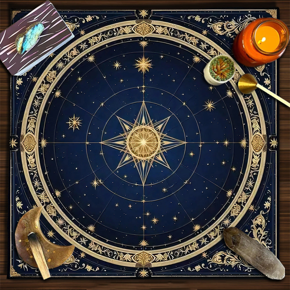 Geometric Tarot Moon Sun Velvet Tablecloth - Tartarian Treasures & Trinkets