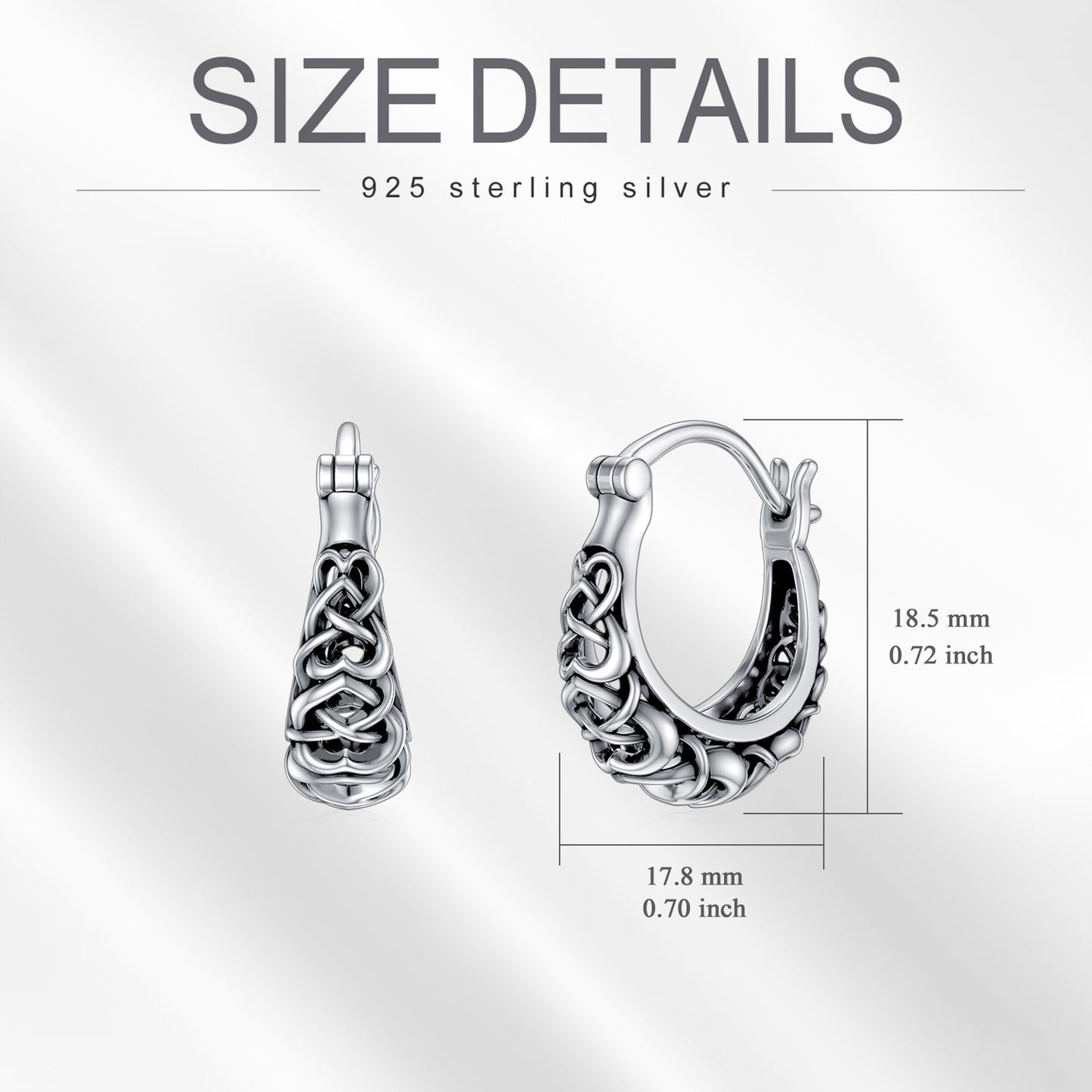 925 Sterling Silver Celtic Knot Vintage Hoop Earrings - Tartarian Treasures & Trinkets