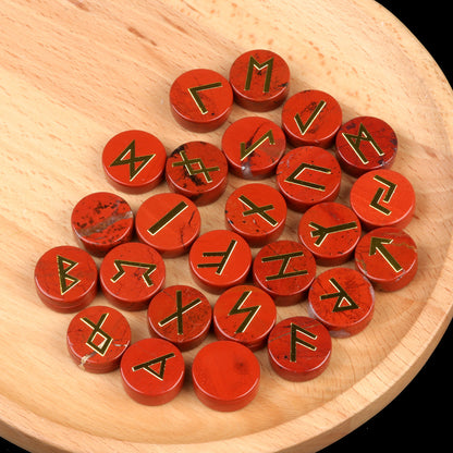 Genuine Gemstone Viking Divination Runes Natural Crystal  Nordic Celtic Spiritual Runes -25 pc Set Choose your favorite - Tartarian Treasures & Trinkets
