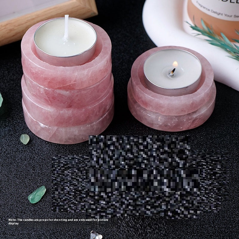 Rose Quartz Natural Stone Tealight Candle Holders - Tartarian Treasures & Trinkets