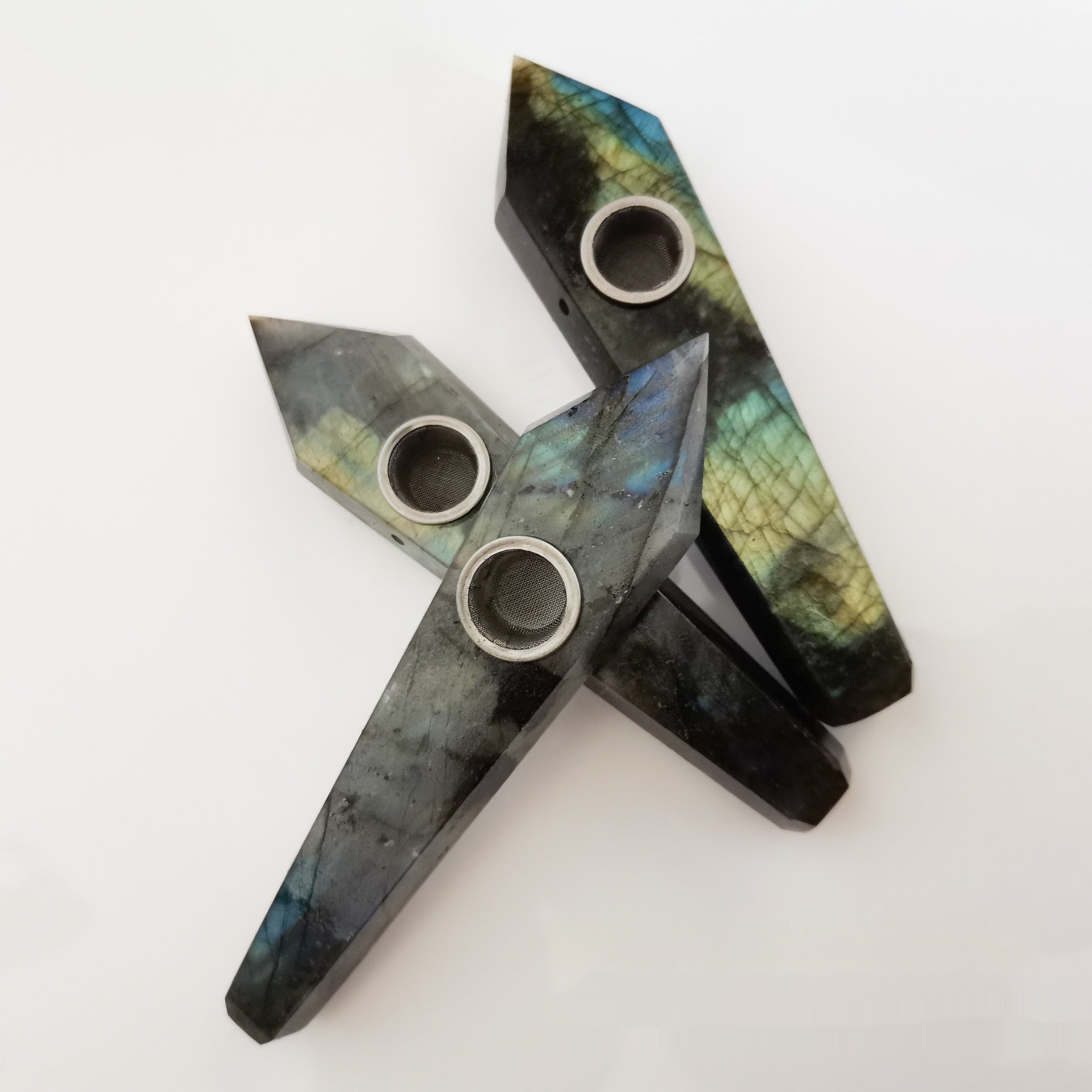 Natural Stone Labradorite Crystal Pipe Hexagonal Prism - Tartarian Treasures & Trinkets