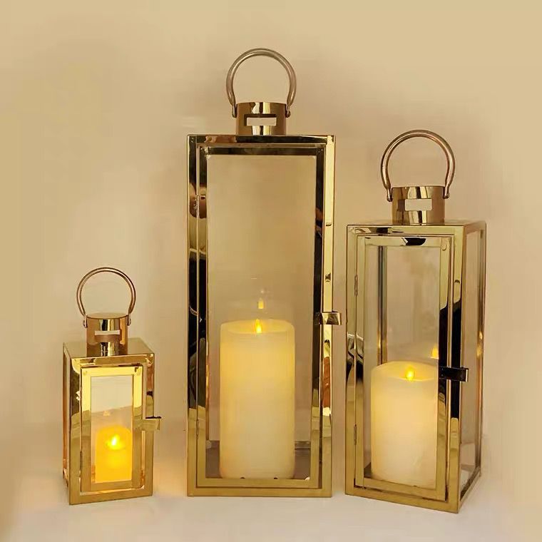 3 piece Set- Old World Vintage Style Lantern , Pillar Candle Holders Gift Set- Choose Color - Tartarian Treasures & Trinkets