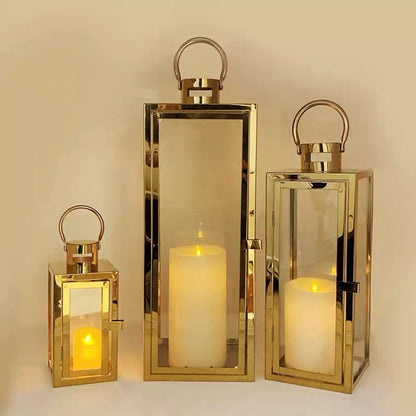 3 piece Set- Old World Vintage Style Lantern , Pillar Candle Holders Gift Set- Choose Color - Tartarian Treasures & Trinkets