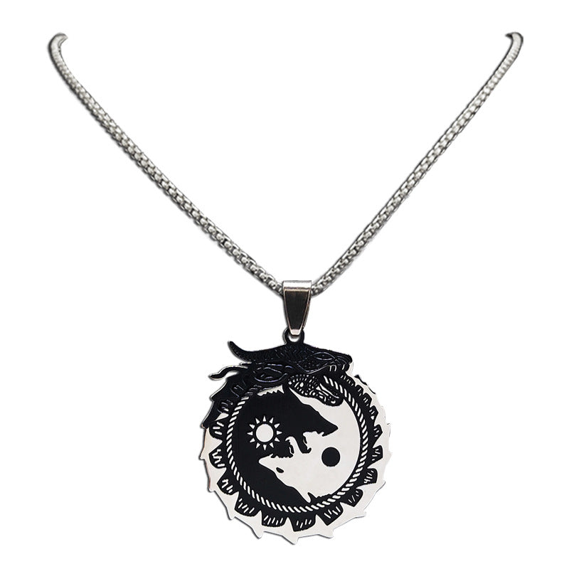 Oroborous Dragon Dark/Light Wolf Necklace - Tartarian Treasures & Trinkets