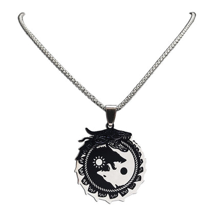 Oroborous Dragon Dark/Light Wolf Necklace - Tartarian Treasures & Trinkets