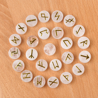 Genuine Gemstone Viking Divination Runes Natural Crystal  Nordic Celtic Spiritual Runes -25 pc Set Choose your favorite - Tartarian Treasures & Trinkets