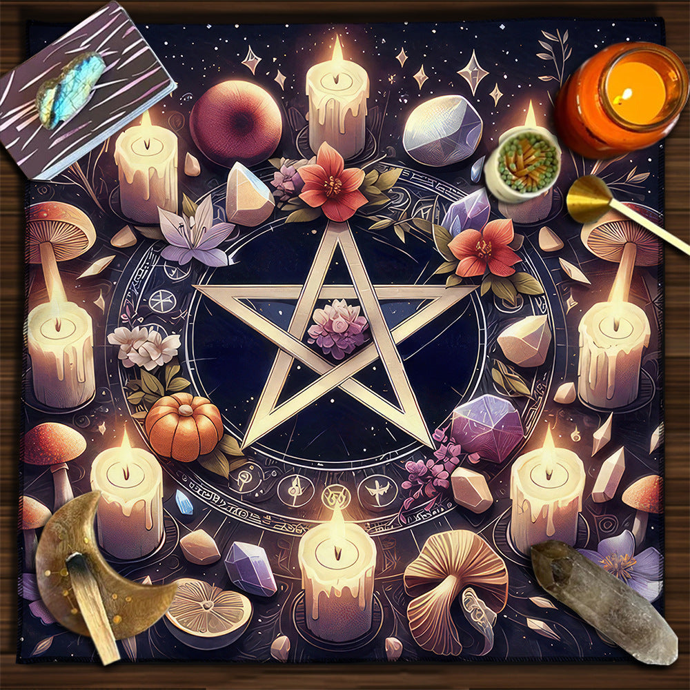 Geometric Tarot Moon Sun Velvet Tablecloth - Tartarian Treasures & Trinkets