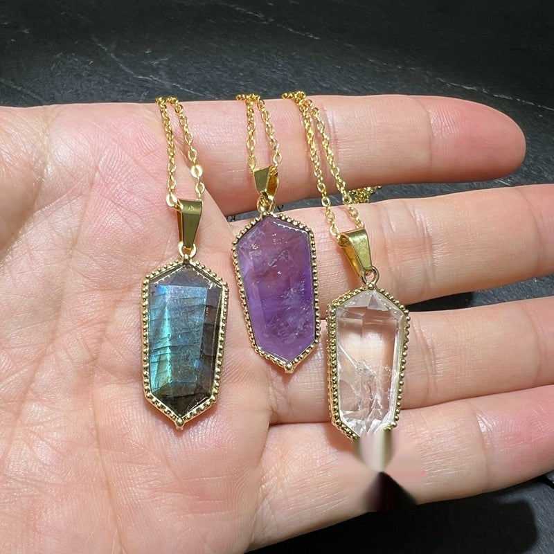 Natural Amethyst Crystal Agate Pendant Rough Stone Gemstone Necklace - Tartarian Treasures & Trinkets