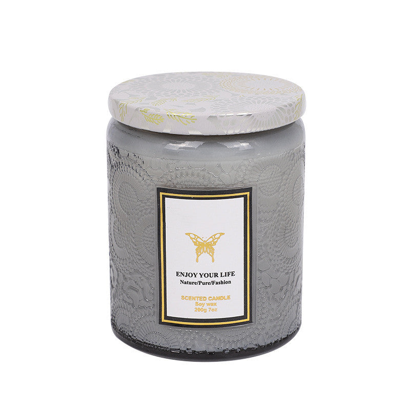 Embossed Glass Fragrance Handmade Gift Aromatherapy Soy Candles - Tartarian Treasures & Trinkets