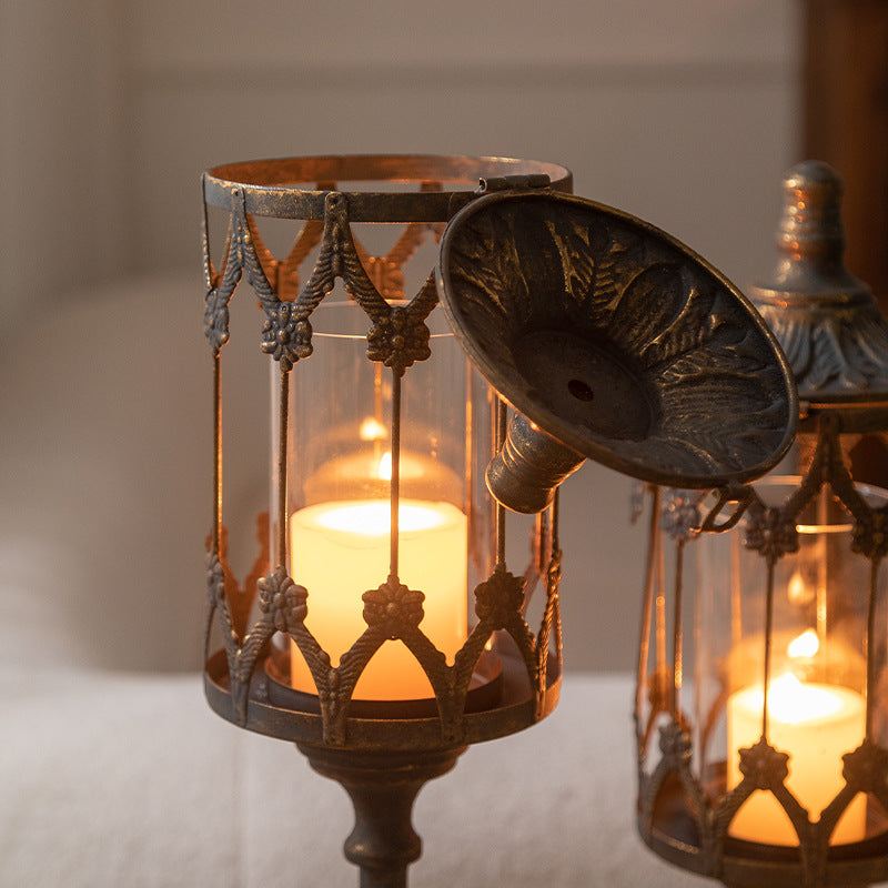 Medieval Victorian Style Distressed Wrought Iron Carved Floor  Standing Candle Holders - Tartarian Treasures & Trinkets