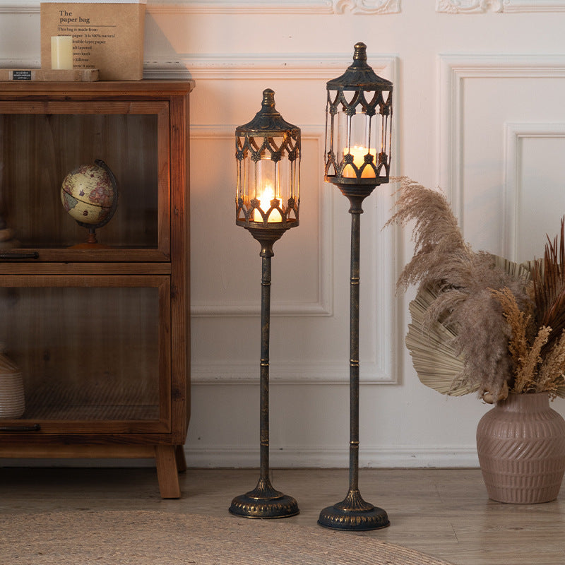 Medieval Victorian Style Distressed Wrought Iron Carved Floor  Standing Candle Holders - Tartarian Treasures & Trinkets