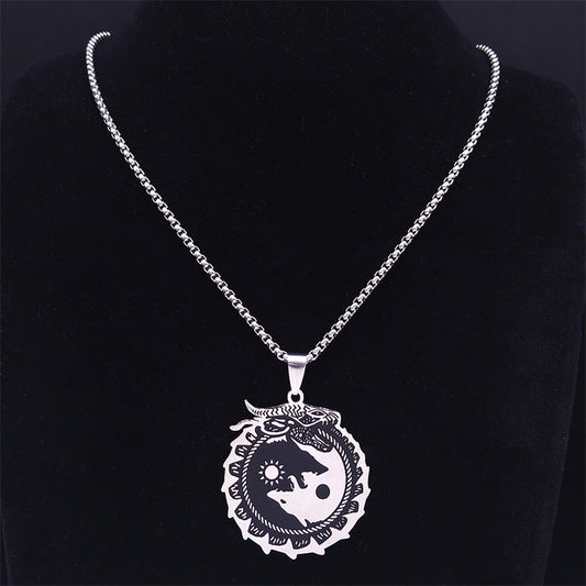 Oroborous Dragon Dark/Light Wolf Necklace - Tartarian Treasures & Trinkets