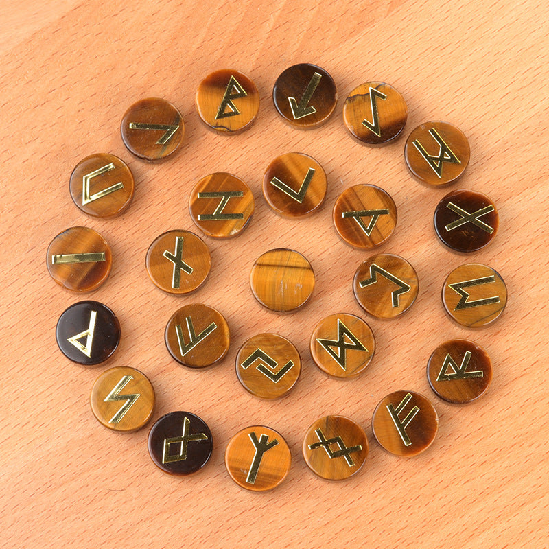 Genuine Gemstone Viking Divination Runes Natural Crystal  Nordic Celtic Spiritual Runes -25 pc Set Choose your favorite - Tartarian Treasures & Trinkets