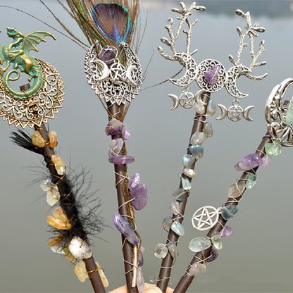 Handmade Genuine Gemstone and Wood Wands Altar,Magick,Ceremony - Tartarian Treasures & Trinkets
