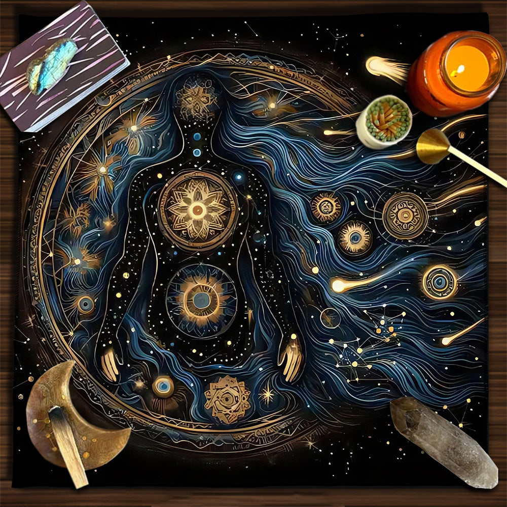 Geometric Tarot Moon Sun Velvet Tablecloth - Tartarian Treasures & Trinkets