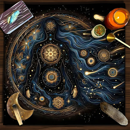 Geometric Tarot Moon Sun Velvet Tablecloth - Tartarian Treasures & Trinkets