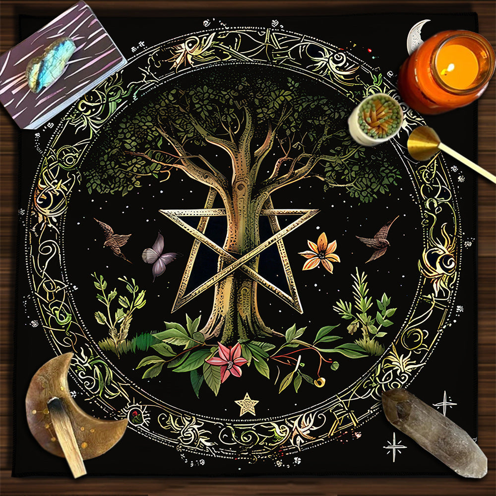 Geometric Tarot Moon Sun Velvet Tablecloth - Tartarian Treasures & Trinkets