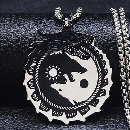 Oroborous Dragon Dark/Light Wolf Necklace - Tartarian Treasures & Trinkets