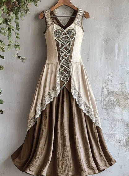 Viking Tribal Celtic Knot Art Lace Linen Tank Dress - Tartarian Treasures & Trinkets