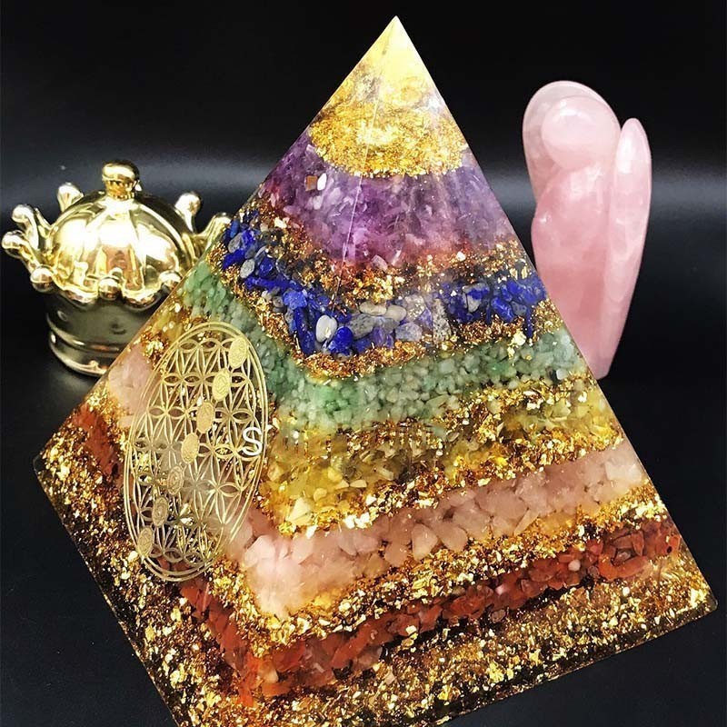 High Quality EMF PYRAMIDs Seven Chakra Natural Gemstone Crystal Crushed Stone Energy Copper Towers - Tartarian Treasures & Trinkets