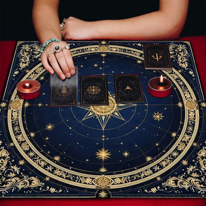 Geometric Tarot Moon Sun Velvet Tablecloth - Tartarian Treasures & Trinkets