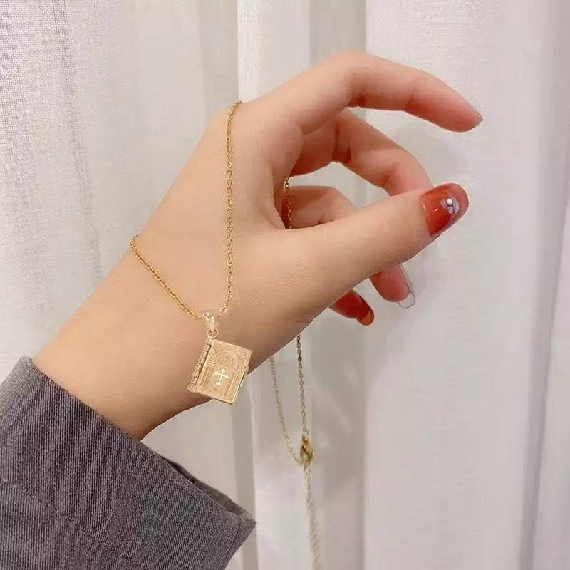 Gold Bible Necklace  Bible Book FULL  Readable Lords Prayer   Pendant Necklace -Finely detailed -Tartarian Treasures and Trinkets 