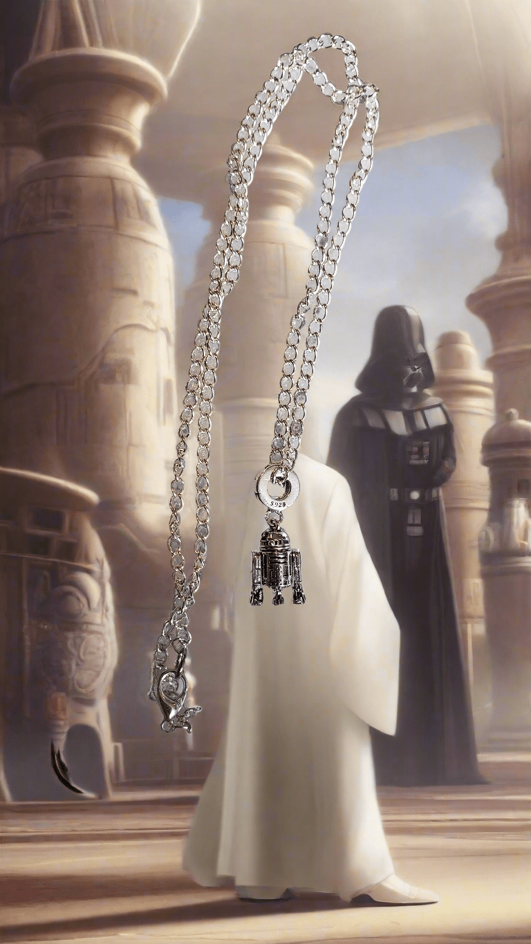 925 Sterling Silver-STAR WARS-R2D2 charm,  incl 22 Inch, 925 Silver Snake Chain - Tartarian Treasures & Trinkets