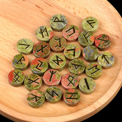 Genuine Gemstone Viking Divination Runes Natural Crystal  Nordic Celtic Spiritual Runes -25 pc Set Choose your favorite - Tartarian Treasures & Trinkets