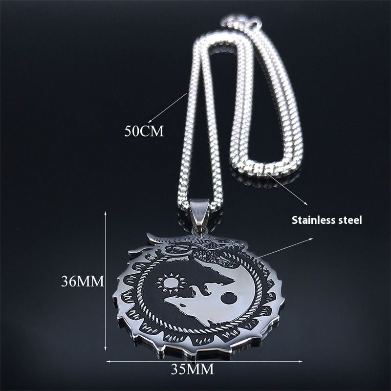 Oroborous Dragon Dark/Light Wolf Necklace - Tartarian Treasures & Trinkets