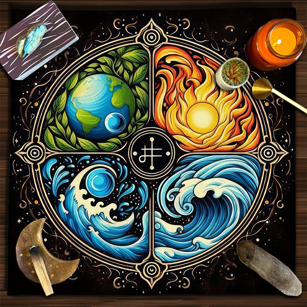 Geometric Tarot Moon Sun Velvet Tablecloth - Tartarian Treasures & Trinkets