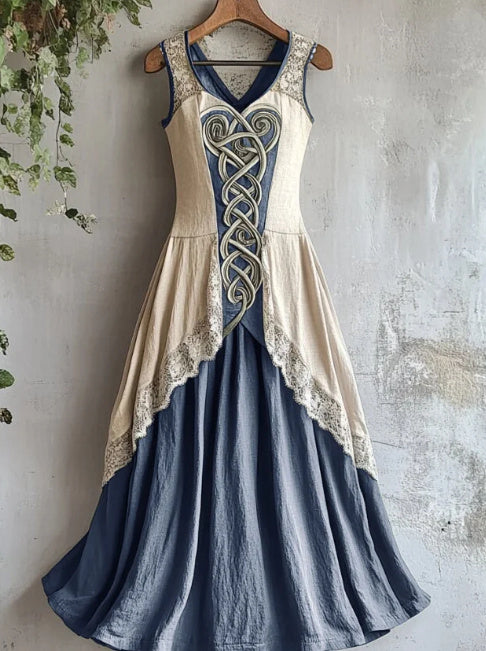 Viking Tribal Celtic Knot Art Lace Linen Tank Dress - Tartarian Treasures & Trinkets