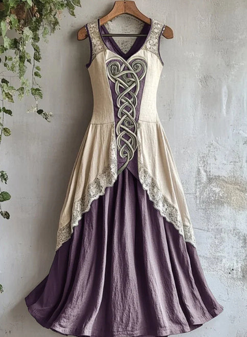 Viking Tribal Celtic Knot Art Lace Linen Tank Dress - Tartarian Treasures & Trinkets