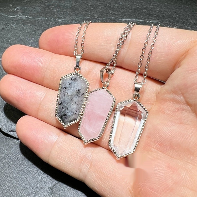 Natural Amethyst Crystal Agate Pendant Rough Stone Gemstone Necklace - Tartarian Treasures & Trinkets