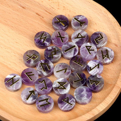 Genuine Gemstone Viking Divination Runes Natural Crystal  Nordic Celtic Spiritual Runes -25 pc Set Choose your favorite - Tartarian Treasures & Trinkets