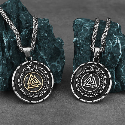 Triquerta Triangle Double Sided  Rune Titanium Steel Viking Pendant Necklace - Tartarian Treasures & Trinkets