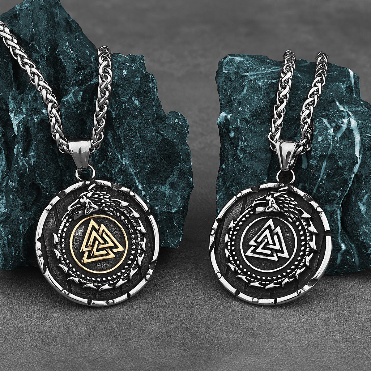 Triquerta Triangle Double Sided  Rune Titanium Steel Viking Pendant Necklace - Tartarian Treasures & Trinkets