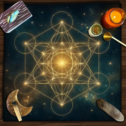 Geometric Tarot Moon Sun Velvet Tablecloth - Tartarian Treasures & Trinkets