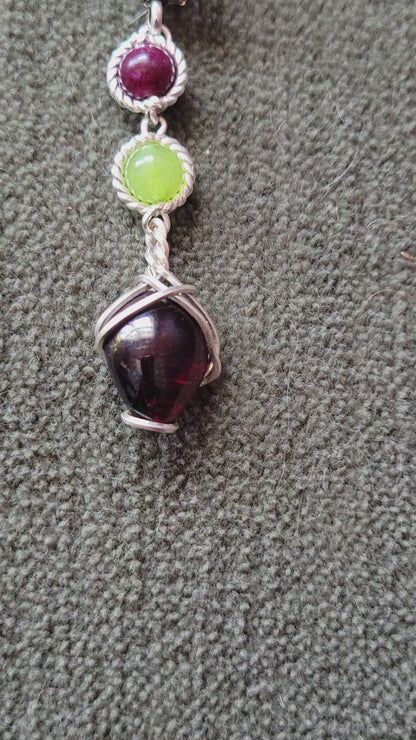 Over 200ct Almandine Pyrope Garnet & Peridot UI’CATHAIN™ Dynasty Bloodline Gemstone Collection 963hz Charged Necklace +130ct Matching  Bracelet,  Handmade